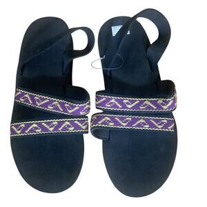 NEW WOMEN'S PURPLE/YELLOW/BLACK AZTX DESIGN SANDALS SIZE‎ 7.5
